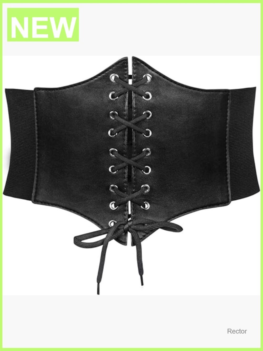 Vintage Corset Waist Belt - Wide Elastic Leather Lace-up Waspie for Women